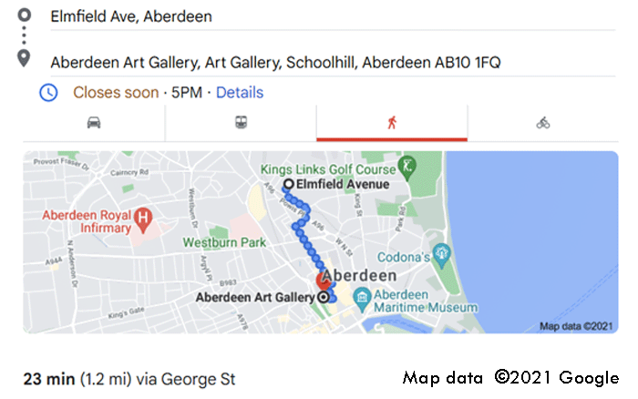 elmfield avenue aberdeen to aberdeen art gallery