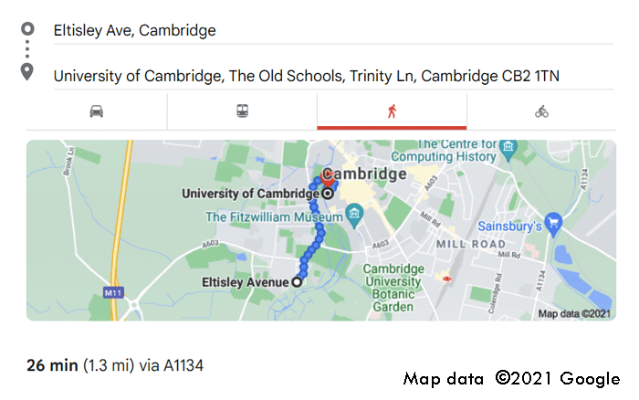 Free Parking near on Eltisley Avenue cambridge to Cambridge university