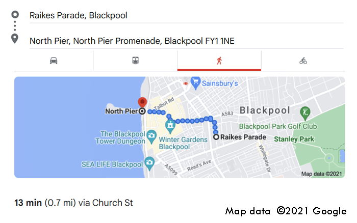 Raikes Parade blackpool to blackpool North Pier