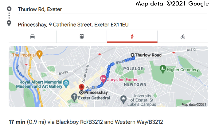 free parking on Thurlow Road exeter to exeter city centre