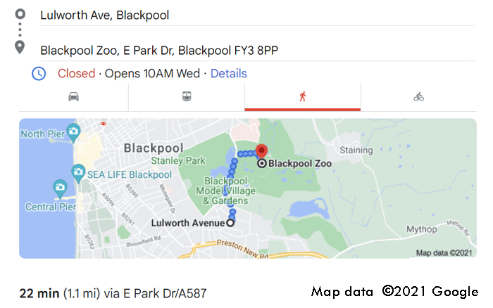lulworth avenue blackpool to blackpool zoo