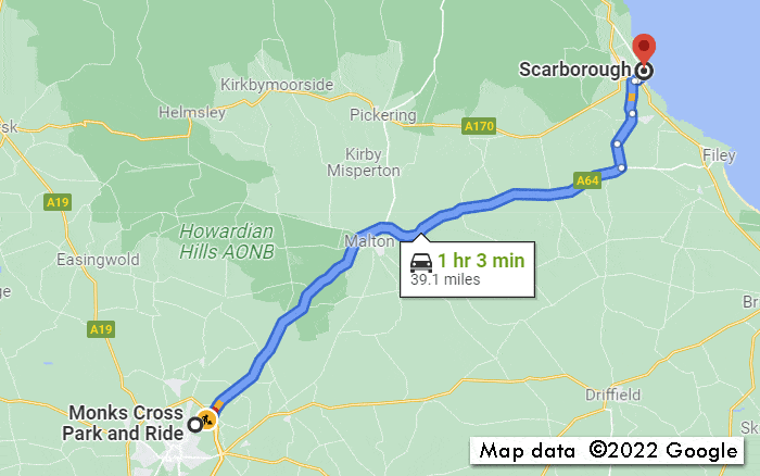A64 Road Runs from Scarborough to Monks cross Park and Ride, York, uk
